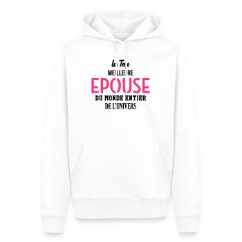 Epouse Femme Couple Saint Valentin Amour Love - Sweat à capuche Premium bio Homme - blanc - Devant - Nico (187cm)