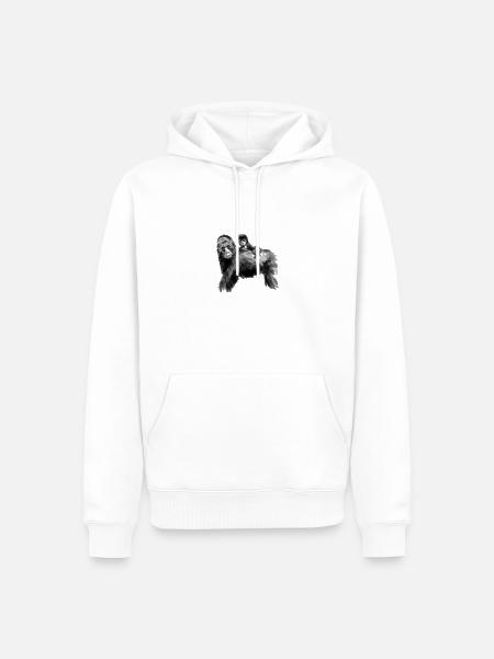 Gorilla Vater mit Baby - Männer Premium Bio Hoodie - Weiß