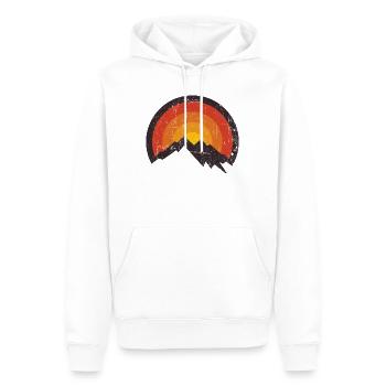 Sunset Mountain Arc - Men’s Premium Organic Hoodie - white - Front - Nico (187cm)
