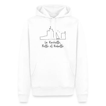 La Rochelle design by Nicolas Poitevin - Sweat à capuche Premium bio Homme - blanc - Devant - Nico (187cm)