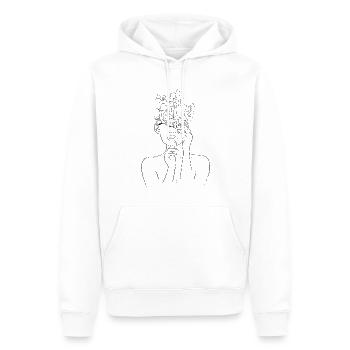 Cottagecore Aesthetic Line Art Pilzgesicht - Männer Premium Bio Hoodie - Weiß - Vorne - Nico (187cm)