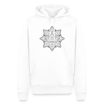 Pierre de soleil aztèque Symbole du soleil aztèque M - Sweat à capuche Premium bio Homme - blanc - Devant - Nico (187cm)