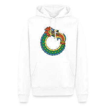 Quetzalcoatl Ouroboros Vieux Serpent Aztèque Ma - Sweat à capuche Premium bio Homme - blanc - Devant - Nico (187cm)