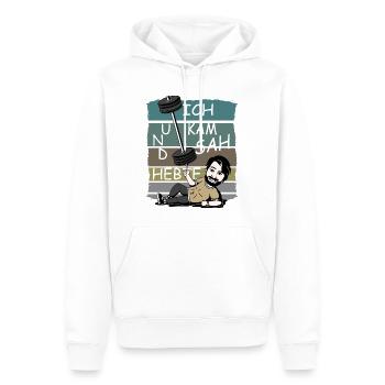 Ich kam sah und Hebte - Männer Premium Bio Hoodie - Weiß - Vorne - Nico (187cm)