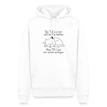 Ein part von mir möchte hart arbeiten Katze - Männer Premium Bio Hoodie - Weiß - Vorne - Nico (187cm)