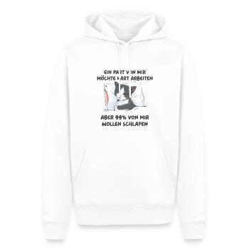 Ein Part von mir möchte hart arbeiten - Männer Premium Bio Hoodie - Weiß - Vorne - Nico (187cm)