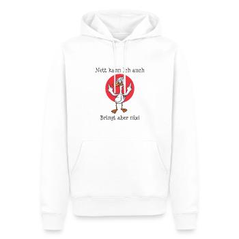 Nett kann ich auch bringt aber nix Ente - Männer Premium Bio Hoodie - Weiß - Vorne - Nico (187cm)