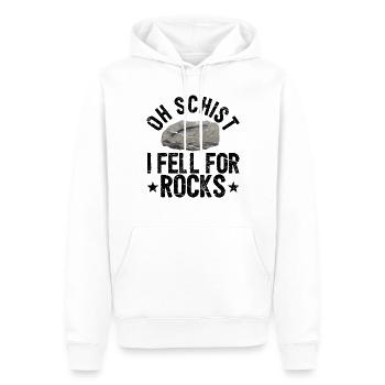 Drôle de géologue à la chasse aux pierres - Sweat à capuche Premium bio Homme - blanc - Devant - Nico (187cm)