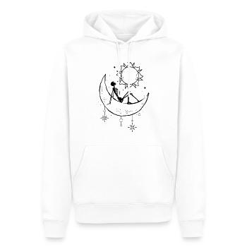 Bohême Esthétique Gothique Squelette Soleil et Lune - Sweat à capuche Premium bio Homme - blanc - Devant - Nico (187cm)