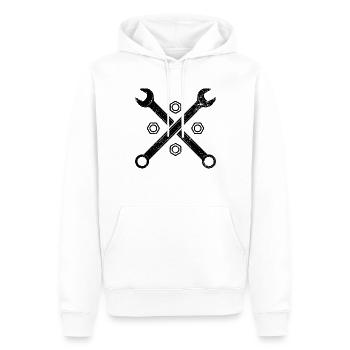 Mechaniker - Männer Premium Bio Hoodie - Weiß - Vorne - Nico (187cm)