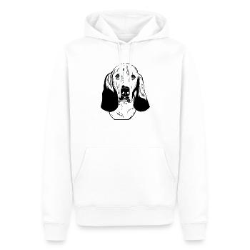 Bassett Chien de chasse - Sweat à capuche Premium bio Homme - blanc - Devant - Nico (187cm)