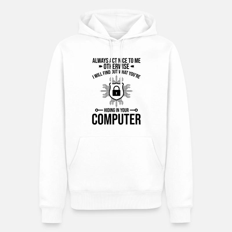 Cybersécurité Sécurité informatique Cybersécurité - Sweat à capuche Premium bio Homme - blanc