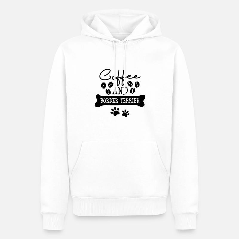 Café et Border Terrier - Sweat à capuche Premium bio Homme - blanc
