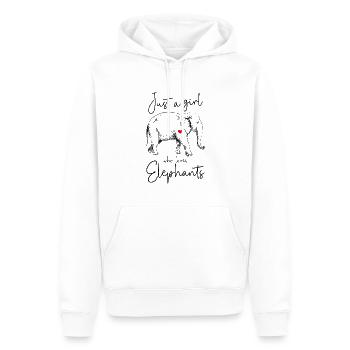 Juste une fille qui aime les éléphants - Sweat à capuche Premium bio Homme - blanc - Devant - Nico (187cm)