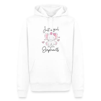 Juste une fille qui aime les éléphants - Sweat à capuche Premium bio Homme - blanc - Devant - Nico (187cm)