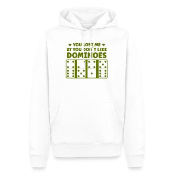 Domino Design - Männer Premium Bio Hoodie - Weiß - Vorne - Nico (187cm)