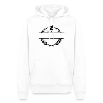 Runner in laurel wreath - Men’s Premium Organic Hoodie - white - Front - Nico (187cm)