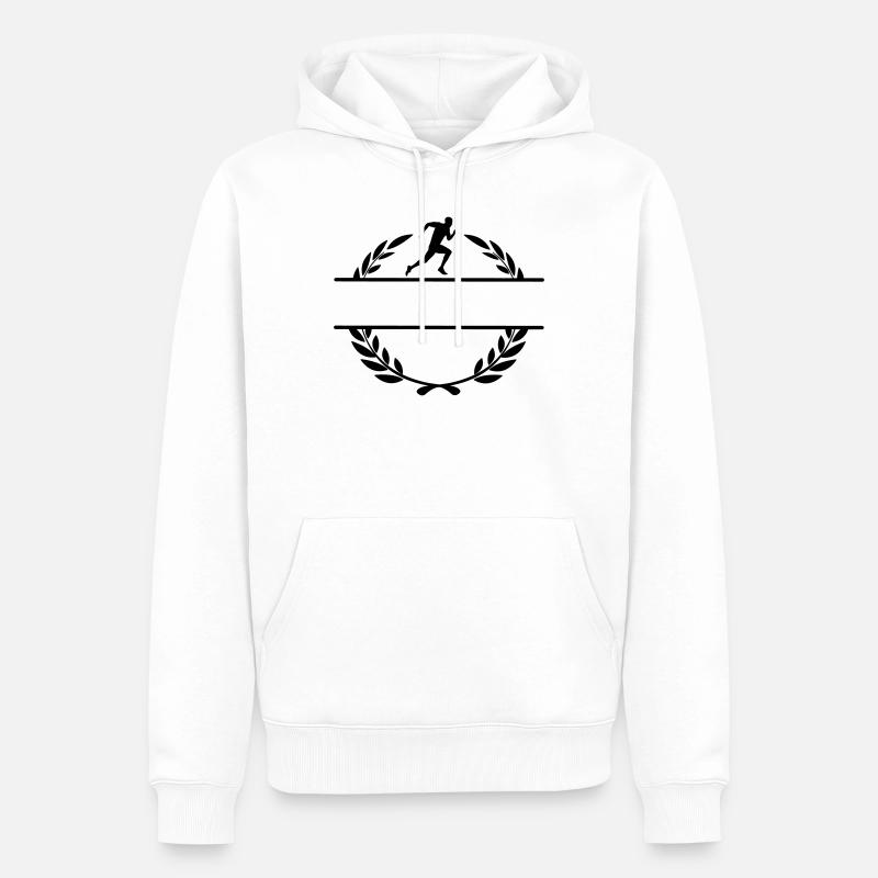 Läufer im Lorbeerkranz - Männer Premium Bio Hoodie - Weiß