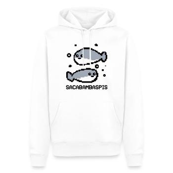 Poisson Meme Pixel Couple - Sweat à capuche Premium bio Homme - blanc - Devant - Nico (187cm)