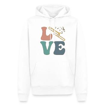 LIEBE Posaunist Instrument Posaunist - Männer Premium Bio Hoodie - Weiß - Vorne - Nico (187cm)