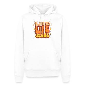 Liebe Jesus Design in Retro Farben - Männer Premium Bio Hoodie - Weiß - Vorne - Nico (187cm)