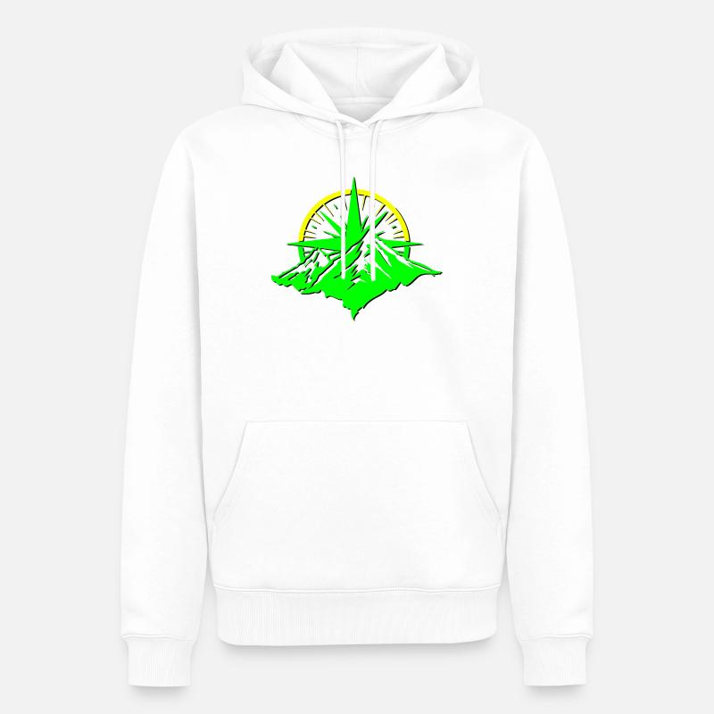 Compass With Mountain Silhouette - Männer Premium Bio Hoodie - Weiß