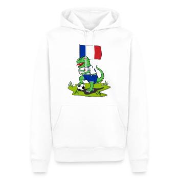 Drapeau de la France Dinosaure Rex Football - Sweat à capuche Premium bio Homme - blanc - Devant - Nico (187cm)