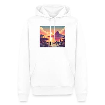 Île de Jeju Corée Vent Volcan Coucher de soleil Vacances Asie - Sweat à capuche Premium bio Homme - blanc - Devant - Nico (187cm)