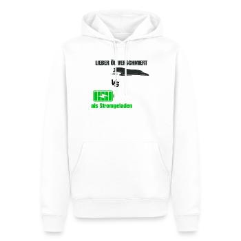 Oil smeared - Men’s Premium Organic Hoodie - white - Front - Nico (187cm)