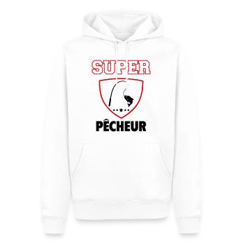 Super pêcheur, fête des pères, noël - Sweat à capuche Premium bio Homme - blanc - Devant - Nico (187cm)