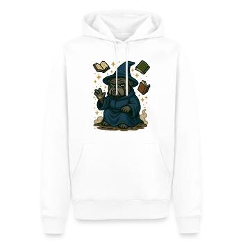 Bulldog Wizard Casting Magic Fantasy Cartoon - Men’s Premium Organic Hoodie - white - Front - Nico (187cm)