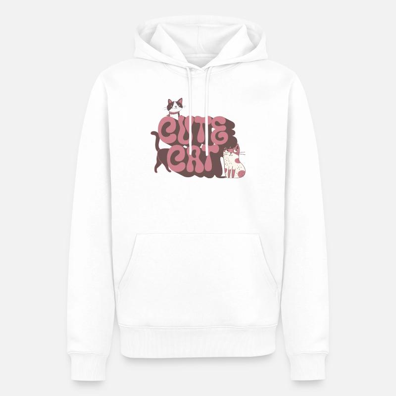 Cute Cat - Männer Premium Bio Hoodie - Weiß