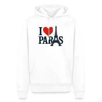 Ich liebe Paris Eiffel Herz - Männer Premium Bio Hoodie - Weiß - Vorne - Nico (187cm)