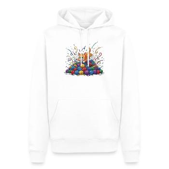 Kittens between colorful balls of yarn - Men’s Premium Organic Hoodie - white - Front - Nico (187cm)