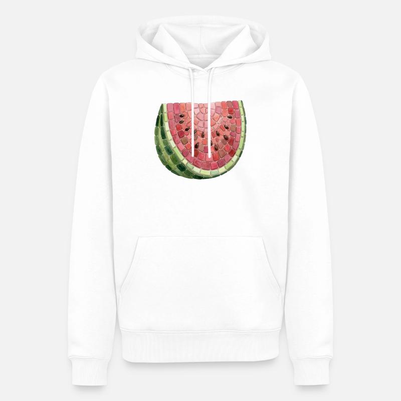 Mosaïque de pastèque - Cadeau d’art d’été - Sweat à capuche Premium bio Homme - blanc