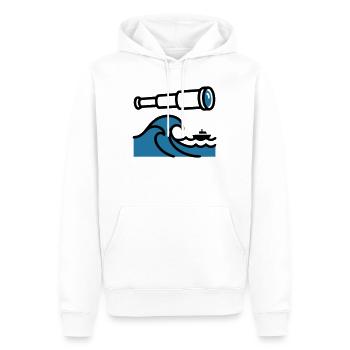 Fernrohr Wellen Ozean Entdecker - Männer Premium Bio Hoodie - Weiß - Vorne - Nico (187cm)