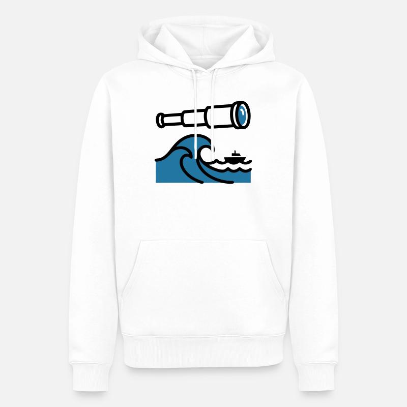 Explorateur océanique Waves Telescope - Sweat à capuche Premium bio Homme - blanc