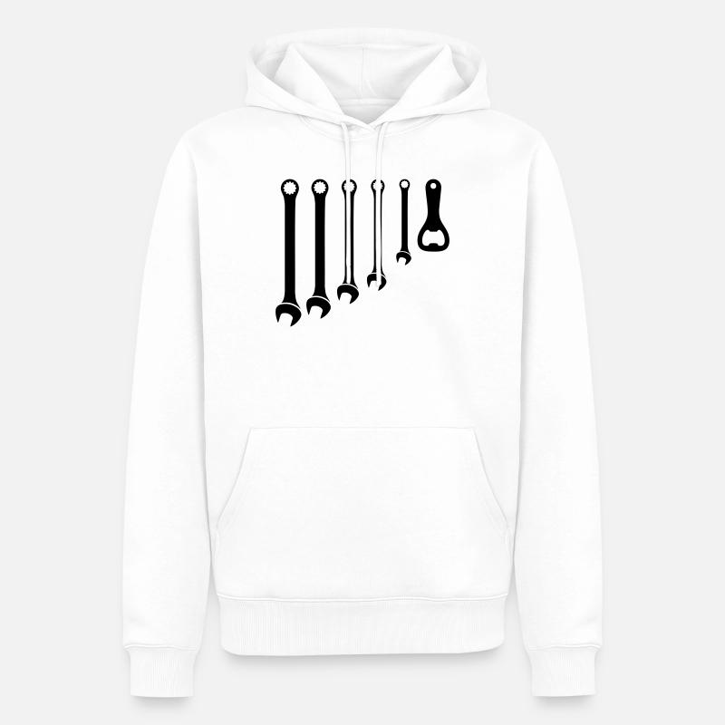 Werkzeug Set & Flaschenöffner Handwerker - Männer Premium Bio Hoodie - Weiß