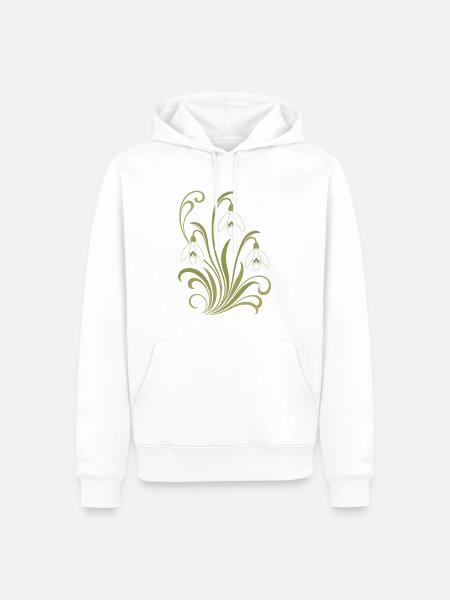 Schneeglöckchen Ornament - Männer Premium Bio Hoodie - Weiß