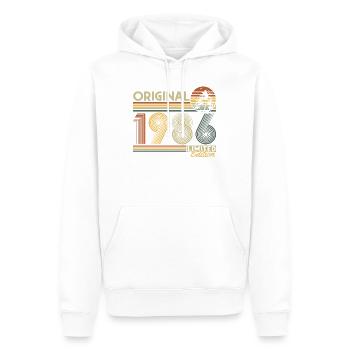 Cadeau d’anniversaire vintage vintage rétro 1986 - Sweat à capuche Premium bio Homme - blanc - Devant - Nico (187cm)