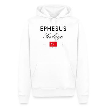 Ephesus Turkey Coordinates Travel Souvenir - Men’s Premium Organic Hoodie - white - Front - Nico (187cm)