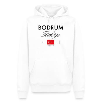 Coordonnées de Bodrum Turkey Souvenir de voyage - Sweat à capuche Premium bio Homme - blanc - Devant - Nico (187cm)