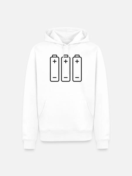 Batteriepack-Linien-Icon-Set - Männer Premium Bio Hoodie - Weiß