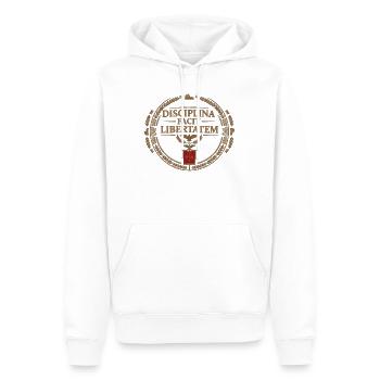 Römer  Emblem - Männer Premium Bio Hoodie - Weiß - Vorne - Nico (187cm)