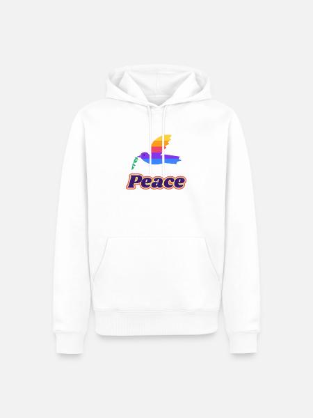 Friedenstaube Retro – Peace Taube 70er - Männer Premium Bio Hoodie - Weiß