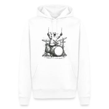 Fuchs spielt Schlagzeug Rock Musik Geschenk - Männer Premium Bio Hoodie - Weiß - Vorne - Nico (187cm)