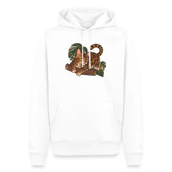 Bengal-Katze auf Baumstamm-Dschungel-Illustration - Männer Premium Bio Hoodie - Weiß - Vorne - Nico (187cm)