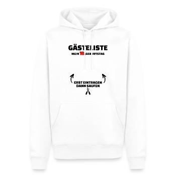 Happy Birthday 18. Geburtstag B-Day Gästeliste - Männer Premium Bio Hoodie - Weiß - Vorne - Nico (187cm)