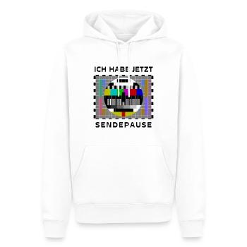 Ich habe jetzt Sendepause 80er 90er Retro Testbild - Männer Premium Bio Hoodie - Weiß - Vorne - Nico (187cm)