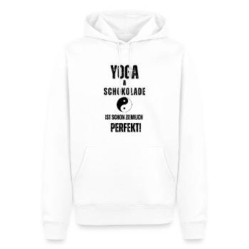 Yoga Schokolade Meditation Namaste Geschenkidee - Männer Premium Bio Hoodie - Weiß - Vorne - Nico (187cm)